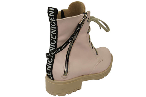 Obuv Dámské kozačky s nápisem NICE Přírodní kůže Powder pink 173 L ElitaBut