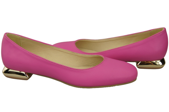 Dámská plochá obuv Fuchsiové lodičky Ozdobný podpatek Přírodní kůže 209 ElitaBut