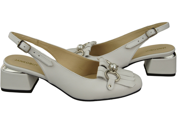 Dámská obuv Sandály bílé zdobené třásněmi Přírodní kůže 208 ElitaBut