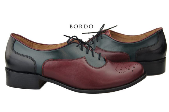 Obuv Šněrovací boty z přírodní kůže Maroon Dámské 953 ElitaBut