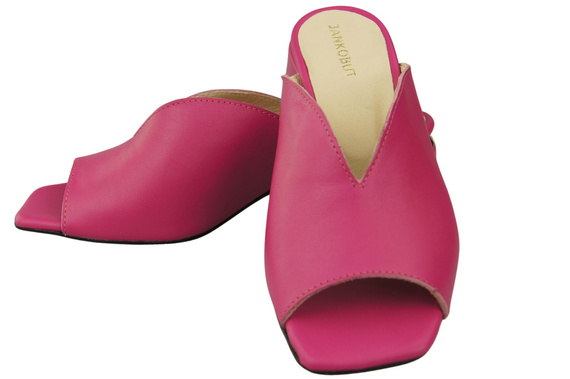 Dámské žabky na podpatku Fialová přírodní kůže 210 ElitaBut