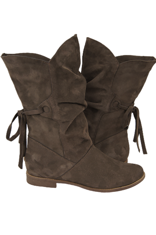 Obuv Dámské kozačky hnědé jaro / podzim přírodní kůže velur 999 L ElitaBut