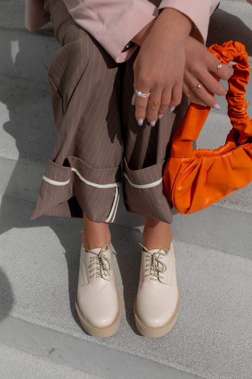 Obuv Dámské šněrovací boty Béžová kůže Natural 180 ElitaBut