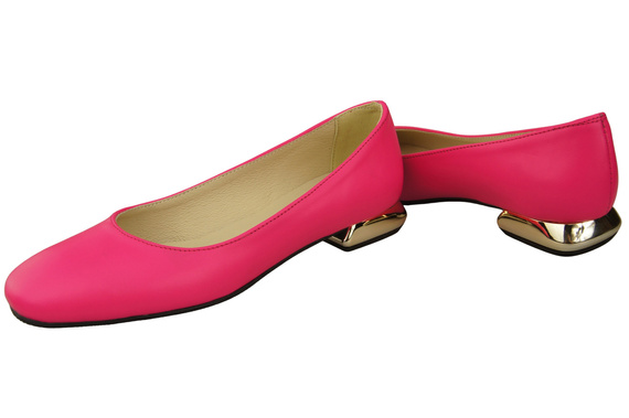 Dámské lodičky Dámské lodičky neonově růžové s ozdobným podpatkem Přírodní kůže 209 ElitaBut