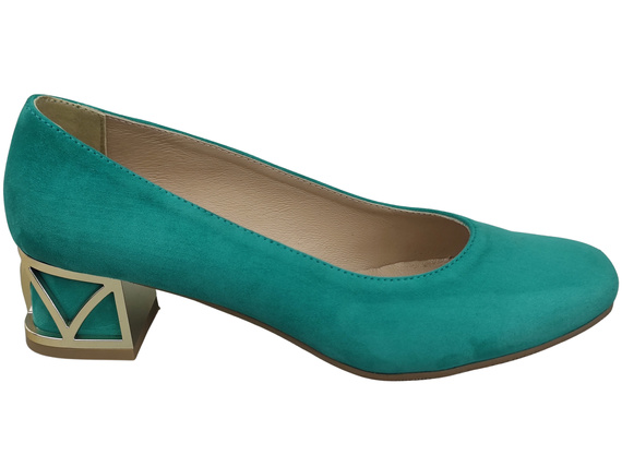 Pohodlné dámské boty Tyrkysová lodičky s ozdobným podpatkem Přírodní semišová kůže 219 Od ElitaBut