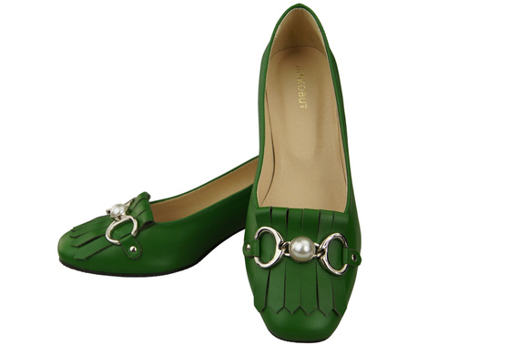 Dámská obuv Dámské lodičky se střapcem Zelená přírodní kůže 195 ElitaBut