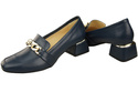 Dámská obuv Navy Blue with Embellished Chain Moccasin pumps Přírodní kůže 193 ElitaBut