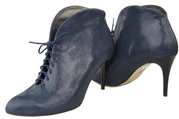 Dámské kozačky námořnická modř Embossed Jaro / podzim přírodní kůže 955 ElitaBut