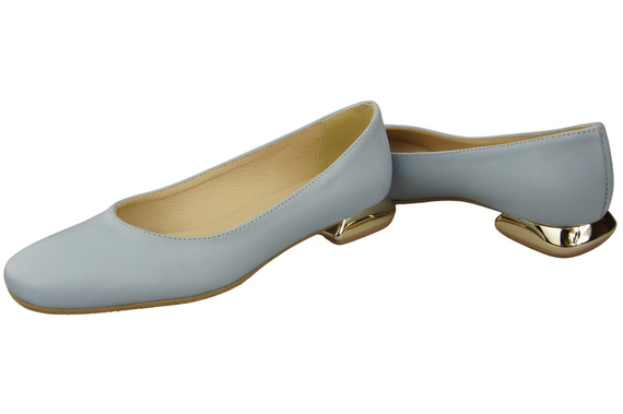 Dámské lodičky Světle modré lodičky s ozdobným podpatkem Přírodní kůže 209 ElitaBut