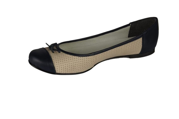 Dámská baletní obuv Openwork z přírodní kůže Navy blue-Beige 661 ElitaBut