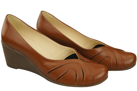 Boty na kotníku Hnědé dámské lodičky z přírodní kůže 828 ElitaBut