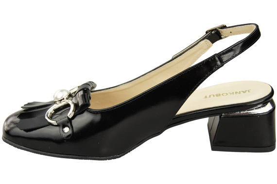 Dámská obuv Černé lesklé sandály zdobené třásněmi Přírodní kůže 208 ElitaBut