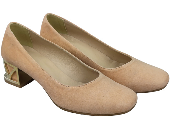 Pohodlné dámské boty Broskev lodičky s ozdobným podpatkem Přírodní semišová kůže 219 Od ElitaBut