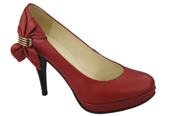 Dámská obuv Dámské lodičky na pantoflích z přírodní kůže Červená 976 ElitaBut