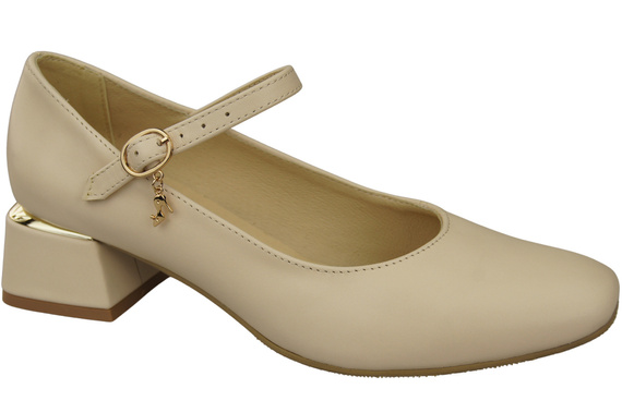 Dámské lodičky s páskem Béžová přírodní kůže 202 ElitaBut