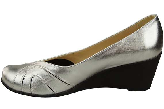 Dámské boty z přírodní kůže Silver Off-White na kotvách 828 ElitaBut