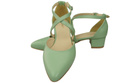Dámské Sandály Kožené Mátový s Pásky na Nízkém Podpatku 223 ElitaBut
