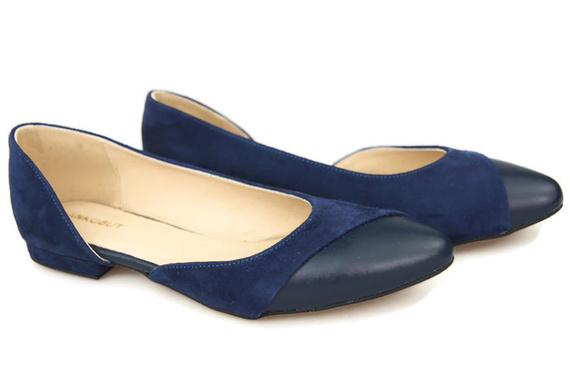 Dámské boty Baleríny Námořnická modrá semišová kůže 146 ElitaBut