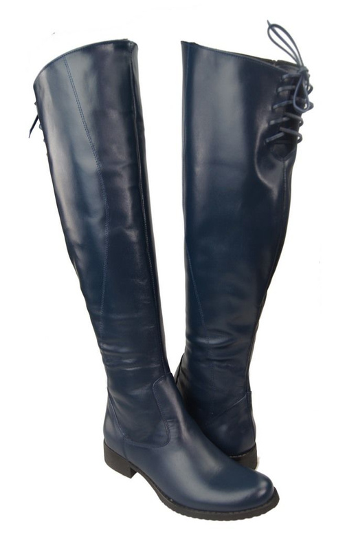 Dámské boty Navy blue Musketeers svršky nad kolena Natural leather 121 ElitaBut