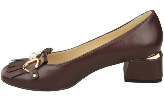 Dámská obuv Dámské lodičky zdobené střapcem Čokoládová přírodní kůže 195 ElitaBut