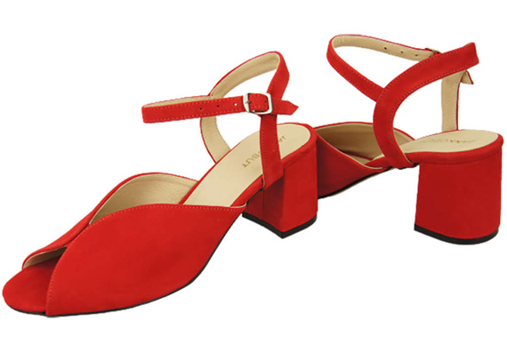 Dámská obuv Červené semišové kožené sandály 185 ElitaBut