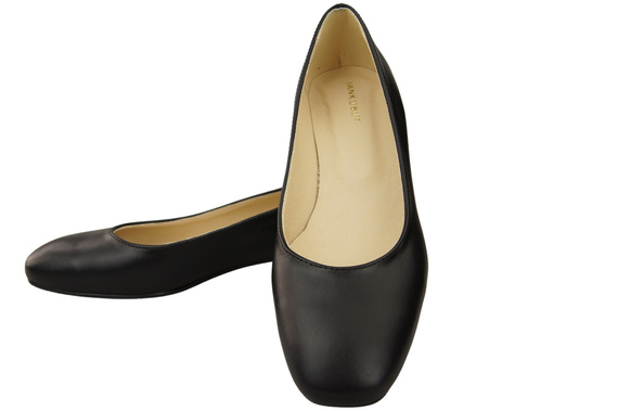 Pohodlná dámská obuv Černé byty Přírodní kůže 204 ElitaBut