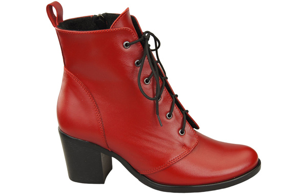 Obuv Dámské červené šněrovací boty Zimní přírodní kůže 188 Z ElitaBut