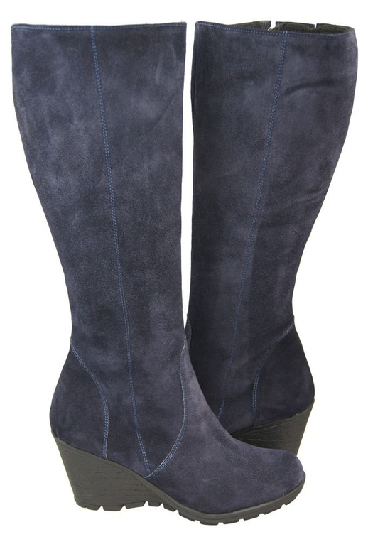 Dámské kozačky Koturna navy blue přírodní kůže velur 745 ElitaBut