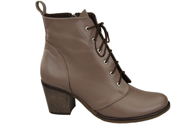 Obuv Dámské boty Cappuccino Dark Lace-up Winter Natural Leather 188 Z ElitaBut