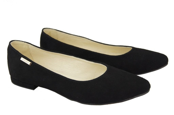 Dámské baleríny Černá semišová přírodní kůže 131 ElitaBut