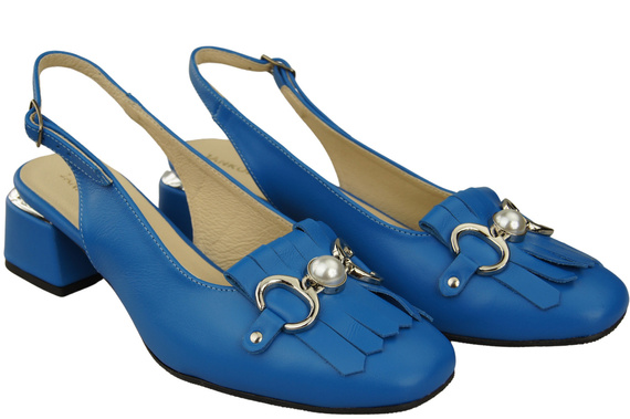 Dámská obuv Modré sandály zdobené třásněmi Přírodní kůže 208 ElitaBut