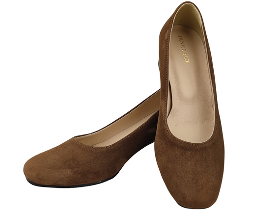 Pohodlné dámské boty Hnědá lodičky s ozdobným podpatkem Přírodní semišová kůže 219 Od ElitaBut