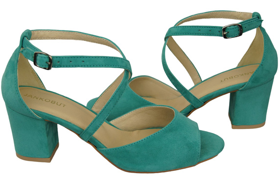 Dámská obuv Tyrkysové kožené semišové sandály 111 ElitaBut