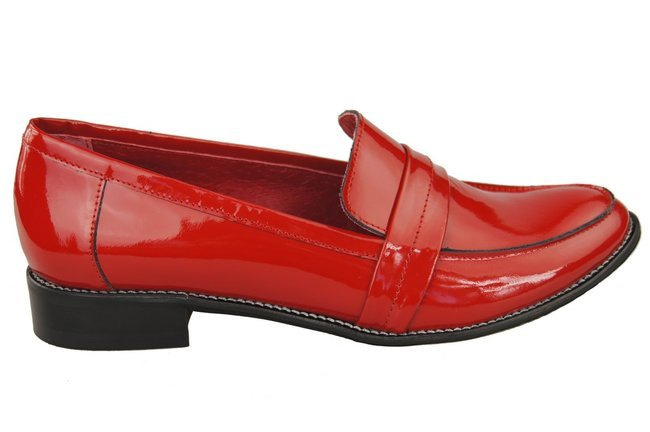 Dámské mokasíny z přírodní kůže Červený lak 139 ElitaBut