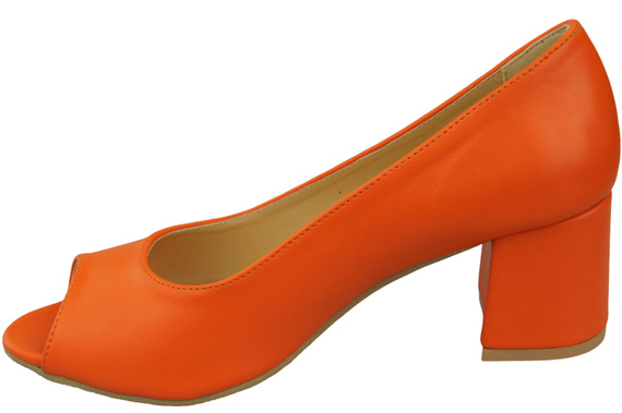 Dámská obuv PEEP TOE Orange Lodičky z přírodní kůže s potaženým podpatkem 192 ElitaBut