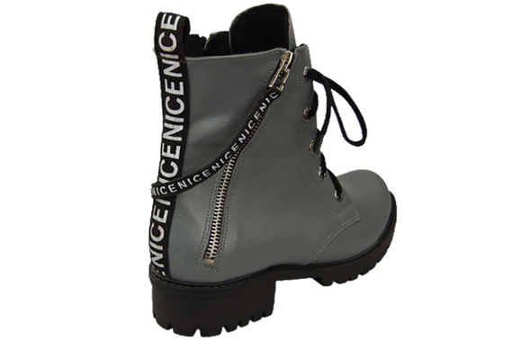 Obuv Dámské kozačky s nápisem NICE Natural leather Ash 173 L ElitaBut