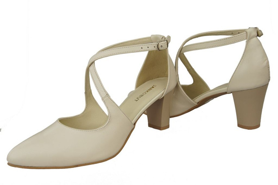 Dámská obuv na nízkém podpatku Sandály béžové Ecru Přírodní kůže 102 ElitaBut