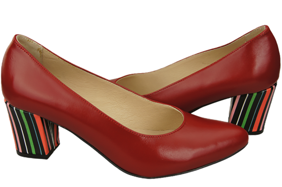 Dámská obuv Červené lodičky z přírodní kůže s ozdobným podpatkem 158 ElitaBut