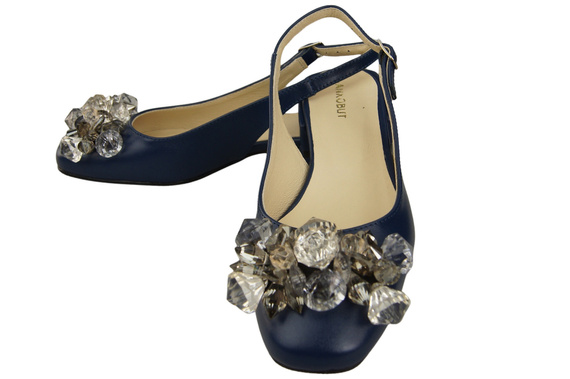 Dámská obuv Navy blue sandály s krystaly Přírodní kůže 215 ElitaBut