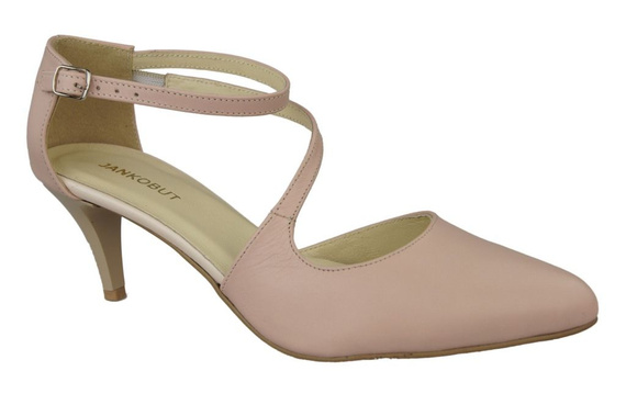 Dámská obuv Sandály Nízký Stiletto Kožené Powder Pink 990 ElitaBut