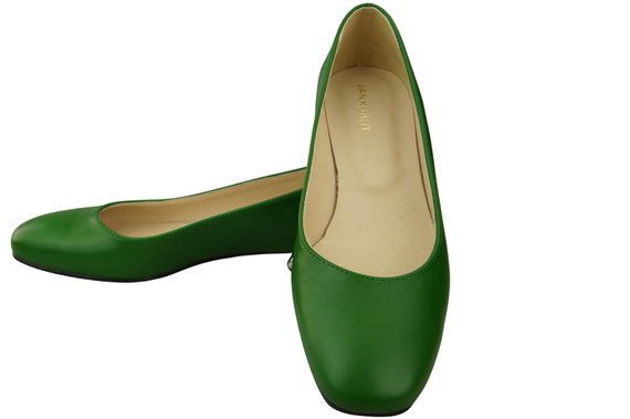 Ploché dámské boty Zelené boty s ozdobným podpatkem Přírodní kůže 209 ElitaBut