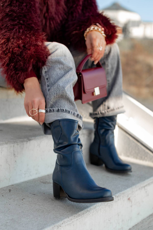 Obuv Dámské boty z přírodní kůže tmavě modré 792 ElitaBut