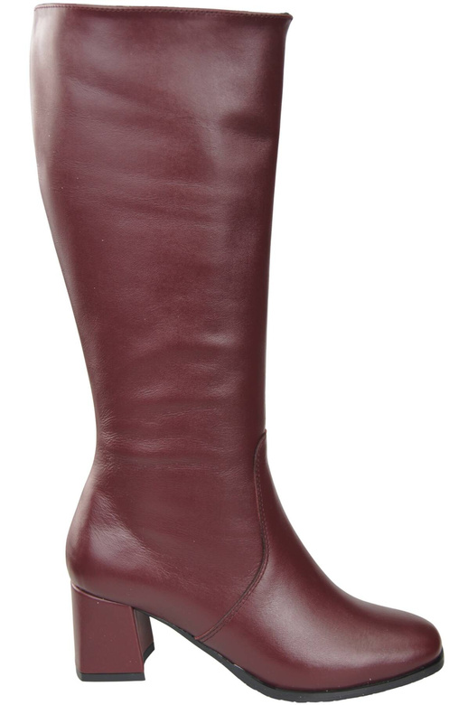 Pohodlné dámské boty Maroon Low Heel Natural Leather 212 ElitaBut