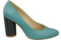 Dámská obuv Tyrkysové lodičky z přírodní kůže Barevný ozdobný podpatek 194 ElitaBut