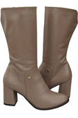 Obuv Dámské kozačky Cappuccino Dark to Half Calf přírodní kůže 189 ElitaBut