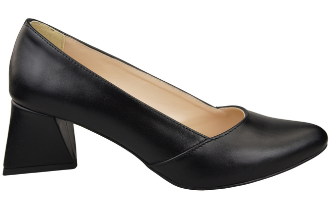 Dámské Lodičky Černé Pravá Kůže Špičatá Špička Podpatek ElitaBut 221