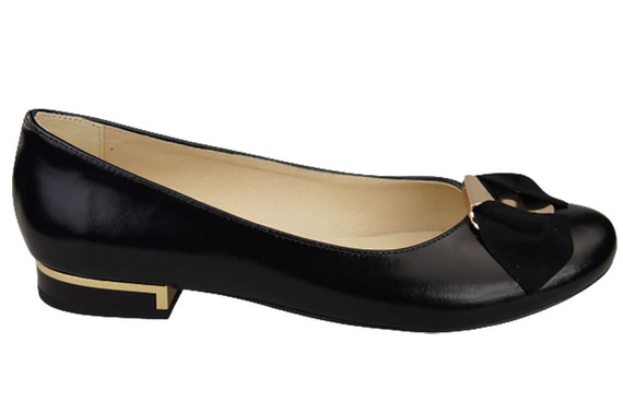 Dámská baletní obuv z přírodní kůže černá lesklá 894 ElitaBut