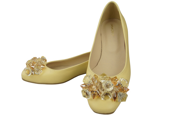 Dámské lodičky Banana s krystaly ploché Přírodní kůže 216 ElitaBut