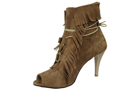 Dámská obuv Dámské lodičky s vysokou špičkou ze semišové kůže Cappuccino 964 ElitaBut