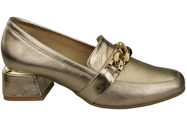 Dámské boty Zlaté se zdobeným řetízkem Dámské mokasíny Přírodní kůže 193 ElitaBut